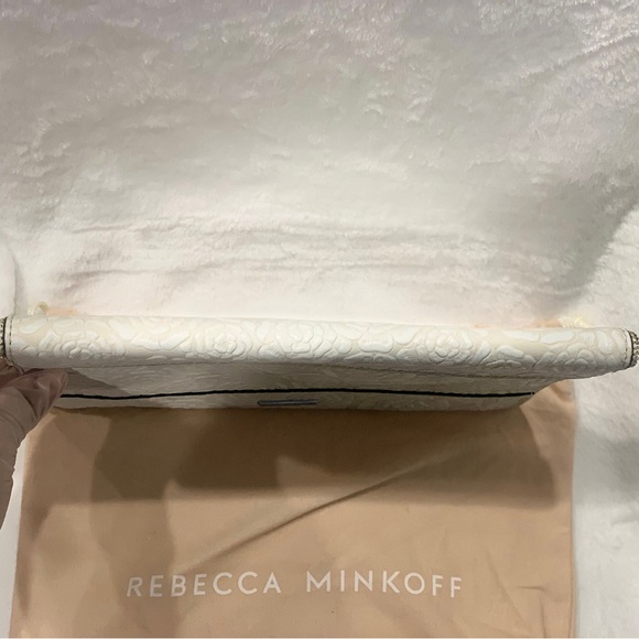 Rebecca Minkoff White and Tan Leather Floral Leo Clutch w/Dust Bag! - Picture 3 of 10